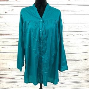 Ikebana Tunic Blouse Green EUR 46/48 US 2XL